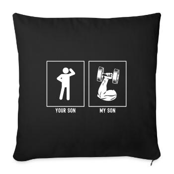 Ton fils - Mon fils - Fitness Strong Arm - Housse de coussin décorative 45 x 45 cm - noir - Devant