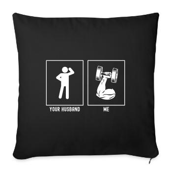 Son mari - moi - Fitness Strong Arm - Housse de coussin décorative 45 x 45 cm - noir - Devant