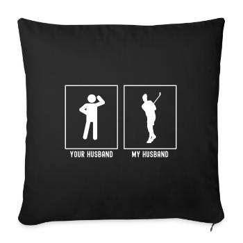 Son mari - Mon mari - Golfs professionnels - Housse de coussin décorative 45 x 45 cm - noir - Devant