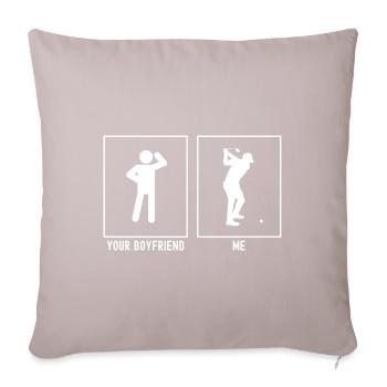 Ihr Freund - Ich - Golf vor dem Schlag - Sofakissenbezug 45 x 45 cm - helles Taupe - Vorne