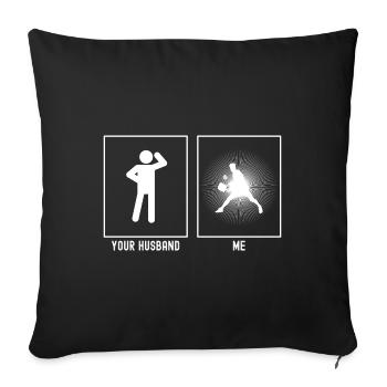 Her Husband - Me - Tennis SunBurst Vector - Sofa pillowcase 17,3'' x 17,3'' (45 x 45 cm) - black - Front