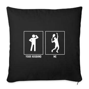 Son mari - Moi - Tennis Serve - Housse de coussin décorative 45 x 45 cm - noir - Devant