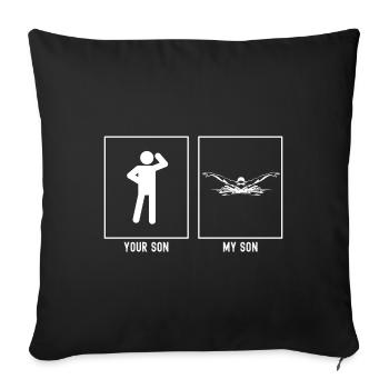 Her Son - My Son - Swimming - Sofa pillowcase 17,3'' x 17,3'' (45 x 45 cm) - black - Front