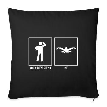 Your Friend - Me - Swimming Illustration - Sofa pillowcase 17,3'' x 17,3'' (45 x 45 cm) - black - Front