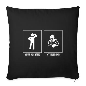Son mari - Mon mari - Boxing Vector - Housse de coussin décorative 45 x 45 cm - noir - Devant