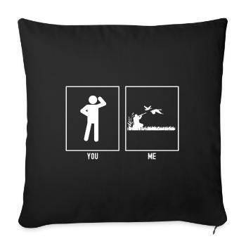 Ton père - Moi - Chasse aux oiseaux - Housse de coussin décorative 45 x 45 cm - noir - Devant