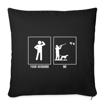 Her husband - I - hunting birds - Sofa pillowcase 17,3'' x 17,3'' (45 x 45 cm) - black - Front
