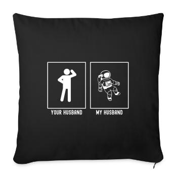 Her Husband - My Husband - Astronomy Astronaut - Sofa pillowcase 17,3'' x 17,3'' (45 x 45 cm) - black - Front