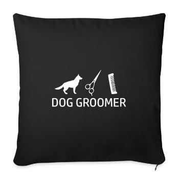 Toiletteur pour chiens Hundefriseur - Housse de coussin décorative 45 x 45 cm - noir - Devant
