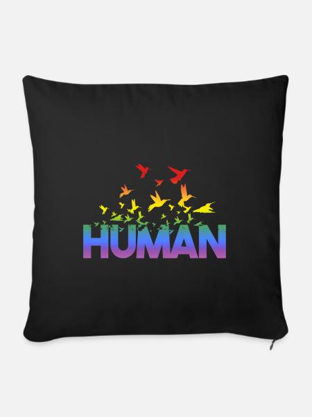 Liebe Human Regenbogen Gay Pride - LGBT - Sofakissenbezug 45 x 45 cm - Schwarz