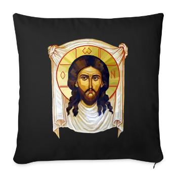 Low-Poly Jesus Icon - Sofa pillowcase 17,3'' x 17,3'' (45 x 45 cm) - black - Front