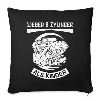 V8 Motor lustiges Design für Achtzylinder Autofans - Sofakissenbezug 45 x 45 cm - Schwarz - Vorne
