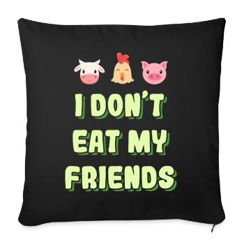 Chickens Cow Pig Friends Design for Vegans - Sofa pillowcase 17,3'' x 17,3'' (45 x 45 cm) - black - Front