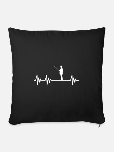 Pêcheur pêcheur pêcheur pêcheur pêcheur pêcheur pêcheur Heil - Housse de coussin décorative 45 x 45 cm - noir