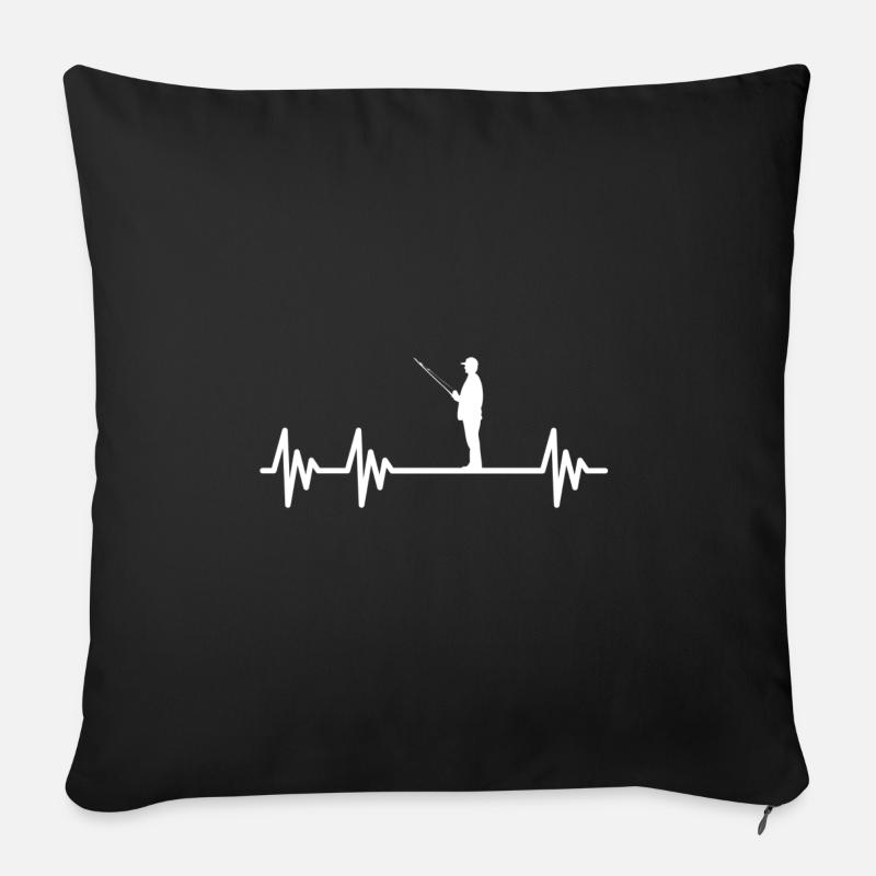 Pêcheur pêcheur pêcheur pêcheur pêcheur pêcheur pêcheur Heil - Housse de coussin décorative 45 x 45 cm - noir