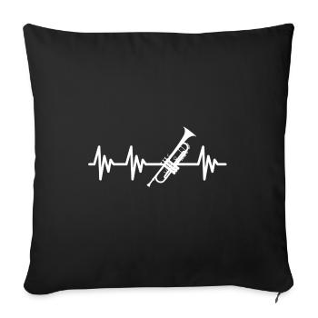 Trumpet Heartbeat Musique de trompette Battement de coeur - Housse de coussin décorative 45 x 45 cm - noir - Devant