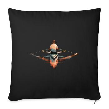 Serene Man Rowing Solo - Sofa pillowcase 17,3'' x 17,3'' (45 x 45 cm) - black - Front