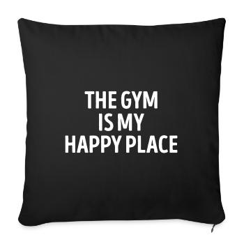 La salle de sport est mon endroit heureux Bodybuilder - Housse de coussin décorative 45 x 45 cm - noir - Devant