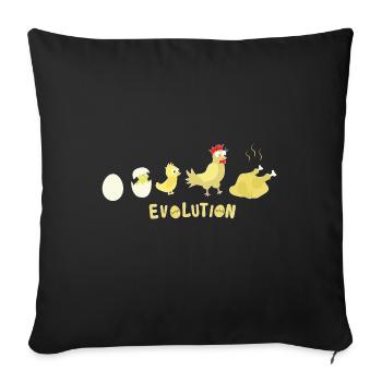 Evolution Ei Huhn Brathähnchen BBQ Barbecue - Sofakissenbezug 45 x 45 cm - Schwarz - Vorne