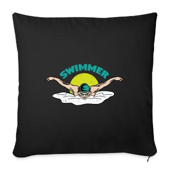 Schwimmer Schwimmen 50 Meter Bahn - Sofakissenbezug 45 x 45 cm - Schwarz - Vorne