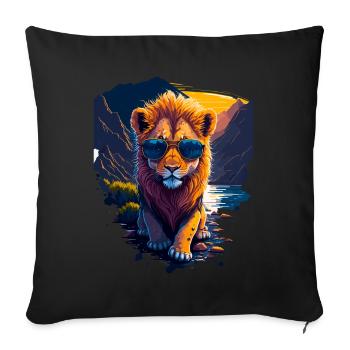 Cute baby lion - Sofa pillowcase 17,3'' x 17,3'' (45 x 45 cm) - black - Front