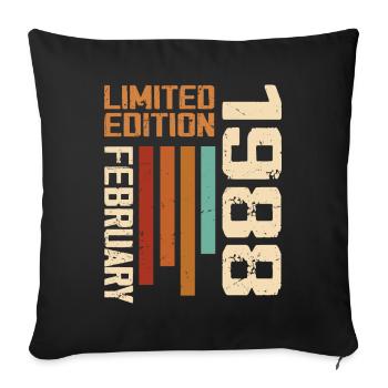 Née en Février 1988 Rétro 1988 Anniversaire - Housse de coussin décorative 45 x 45 cm - noir - Devant