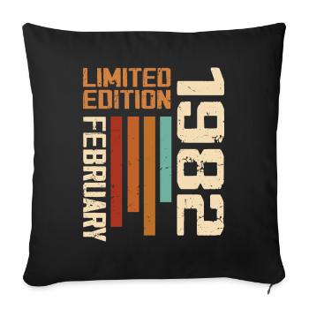 Née en Février 1982 Rétro 1982 Anniversaire - Housse de coussin décorative 45 x 45 cm - noir - Devant
