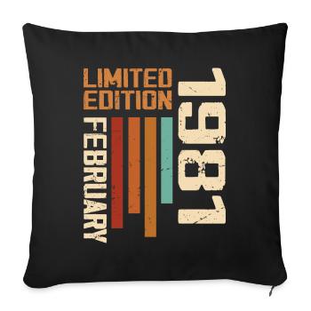 Née en Février 1981 Rétro 1981 Anniversaire - Housse de coussin décorative 45 x 45 cm - noir - Devant