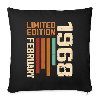 Née en Février 1968 Rétro 1968 Anniversaire - Housse de coussin décorative 45 x 45 cm - noir - Devant