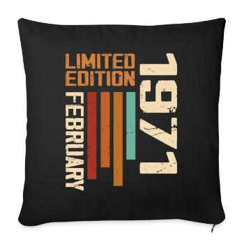 Née en Février 1971 Rétro 1971 Anniversaire - Housse de coussin décorative 45 x 45 cm - noir - Devant