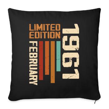 Born in February 1961 Retro 1961 Birthday - Sofa pillowcase 17,3'' x 17,3'' (45 x 45 cm) - black - Front