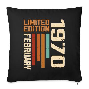 Née en Février 1970 Rétro 1970 Anniversaire - Housse de coussin décorative 45 x 45 cm - noir - Devant