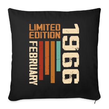 Born in February 1966 Retro 1966 Birthday - Sofa pillowcase 17,3'' x 17,3'' (45 x 45 cm) - black - Front