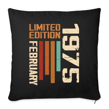 Née en Février 1975 Rétro 1975 Anniversaire - Housse de coussin décorative 45 x 45 cm - noir - Devant