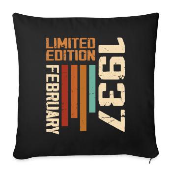 Née en Février 1937 Rétro 1937 Anniversaire - Housse de coussin décorative 45 x 45 cm - noir - Devant