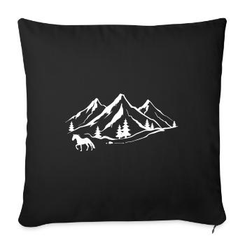 Montagne 1 et Cheval - (HO) (2) - Housse de coussin décorative 45 x 45 cm - noir - Devant