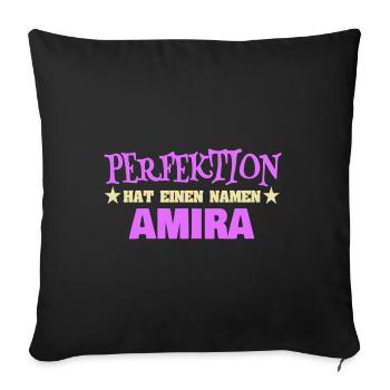 Woman's name Amira - Sofa pillowcase 17,3'' x 17,3'' (45 x 45 cm) - black - Front