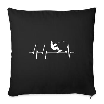 Wakeboarding Heartbeat Wakeboarder Wakeboarder Wakeboard - Housse de coussin décorative 45 x 45 cm - noir - Devant