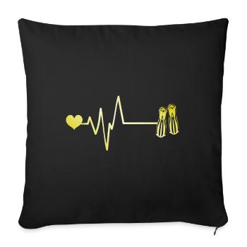 Diving fins pulse heart - Sofa pillowcase 17,3'' x 17,3'' (45 x 45 cm) - black - Front