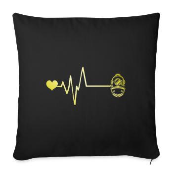 Plongée Apnée Rythme cardiaque - Housse de coussin décorative 45 x 45 cm - noir - Devant