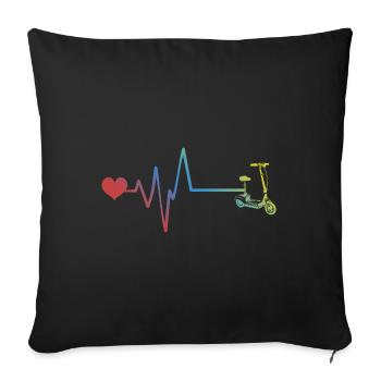 E-scooter pulse heartbeat Trottinette électrique - Housse de coussin décorative 45 x 45 cm - noir - Devant