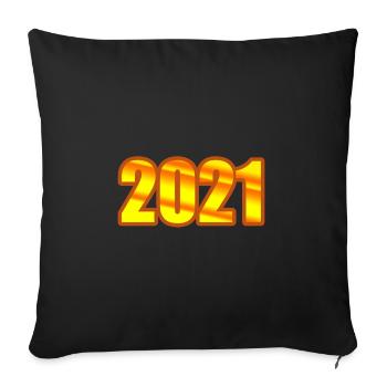 Year 2021 - Sofa pillowcase 17,3'' x 17,3'' (45 x 45 cm) - black - Front