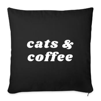 Katzen und Kaffee - Koffein - Sofakissenbezug 45 x 45 cm - Schwarz - Vorne