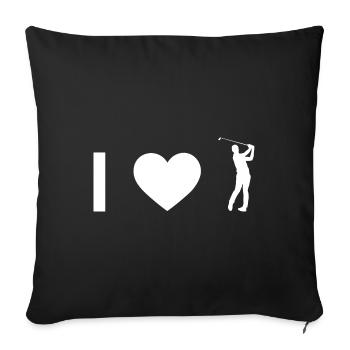I heart and golf - - Sofa pillowcase 17,3'' x 17,3'' (45 x 45 cm) - black - Front