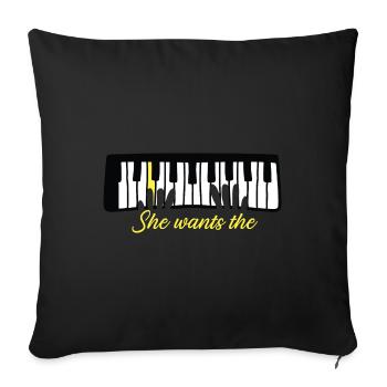 Piano Piano Électrique Piano Piano Debout Piano - Housse de coussin décorative 45 x 45 cm - noir - Devant