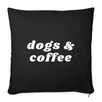 Chien et café - Caféine - Housse de coussin décorative 45 x 45 cm - noir - Devant