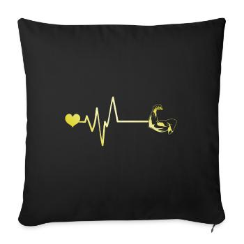 Muscle dumbbell heartbeat - Sofa pillowcase 17,3'' x 17,3'' (45 x 45 cm) - black - Front