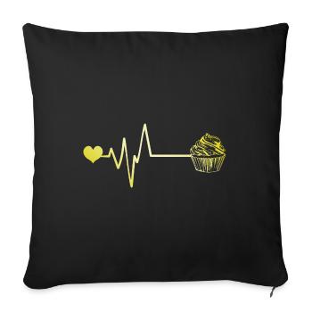 Muffin Pulse Heart Love - Sofa pillowcase 17,3'' x 17,3'' (45 x 45 cm) - black - Front