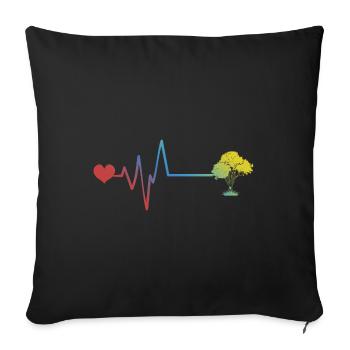 Tree Pulse Heartbeat Pulse Heartbeat - Sofa pillowcase 17,3'' x 17,3'' (45 x 45 cm) - black - Front