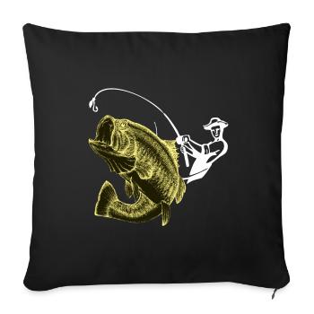 Fishing angler fish - Sofa pillowcase 17,3'' x 17,3'' (45 x 45 cm) - black - Front